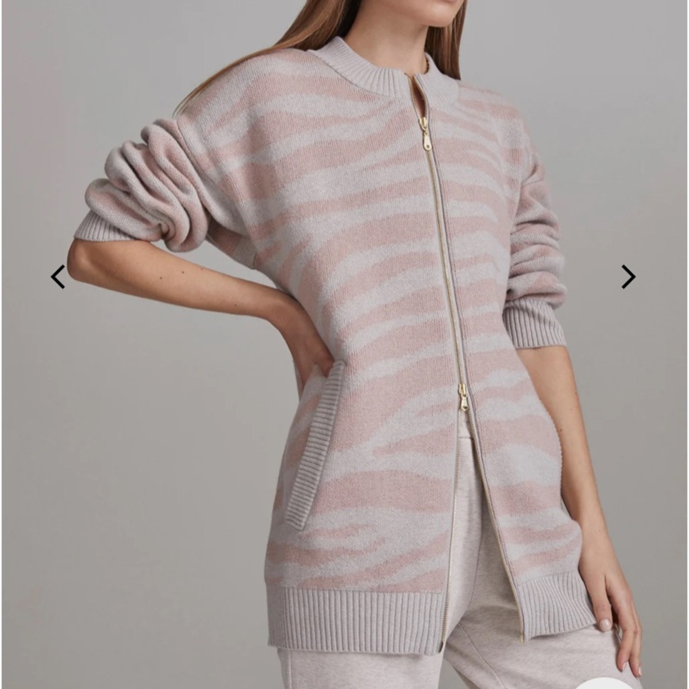 Varley Mayberry sweater pink blush zebra size large wool cotton